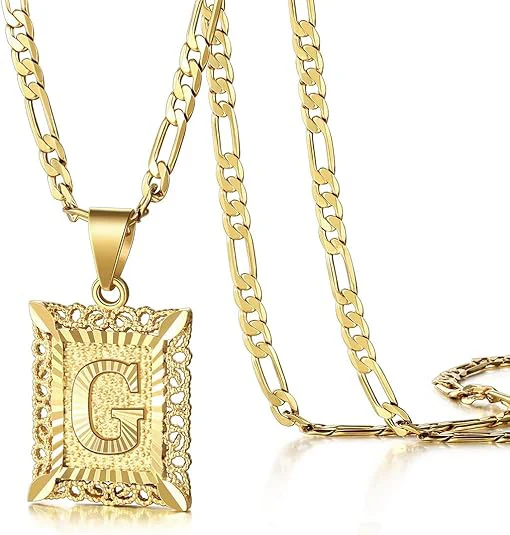 18K Gold Plated Square Letter Necklace - Image 16