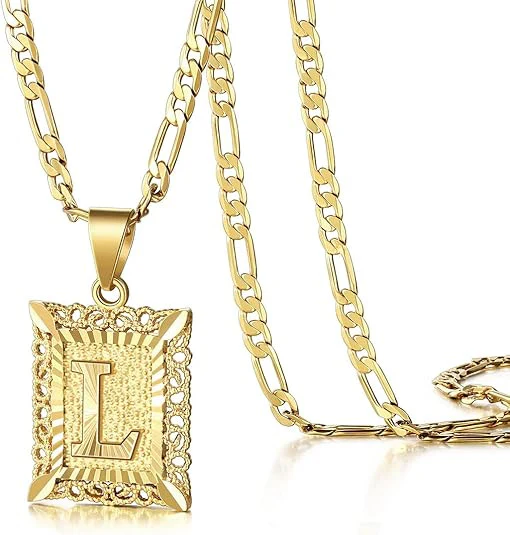 18K Gold Plated Square Letter Necklace - Image 26