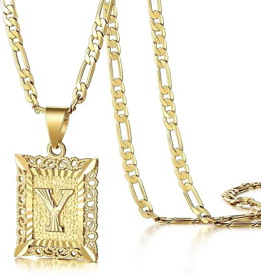 18K Gold Plated Square Letter Necklace - Image 52