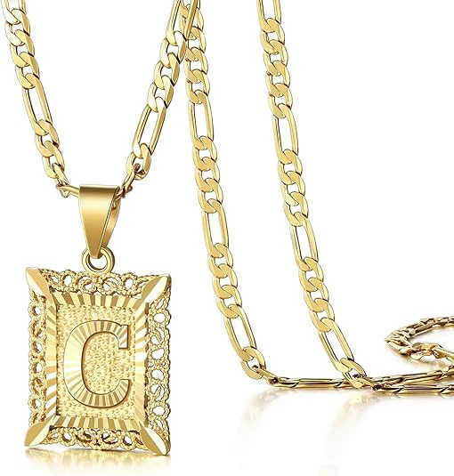 18K Gold Plated Square Letter Necklace - Image 8