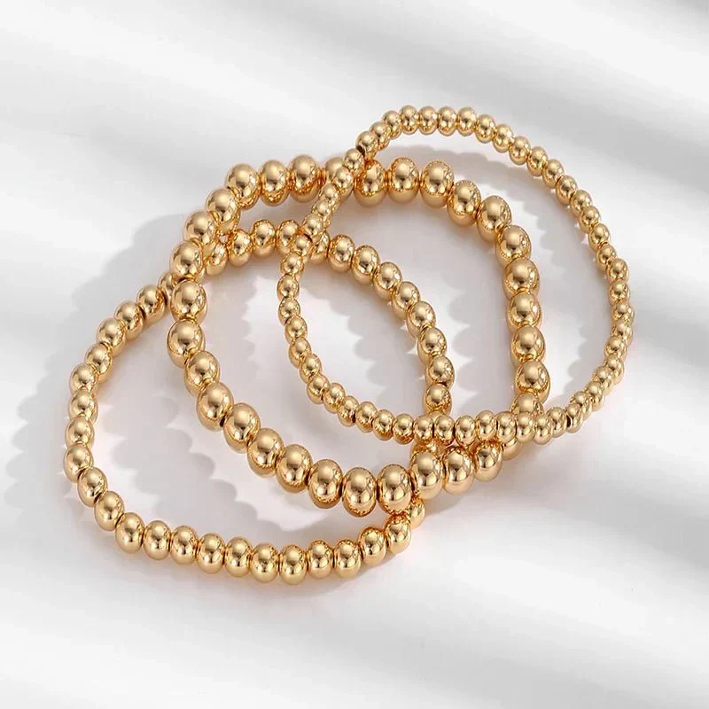 7pc Gold Beaded Bracelet Stack - Image 3