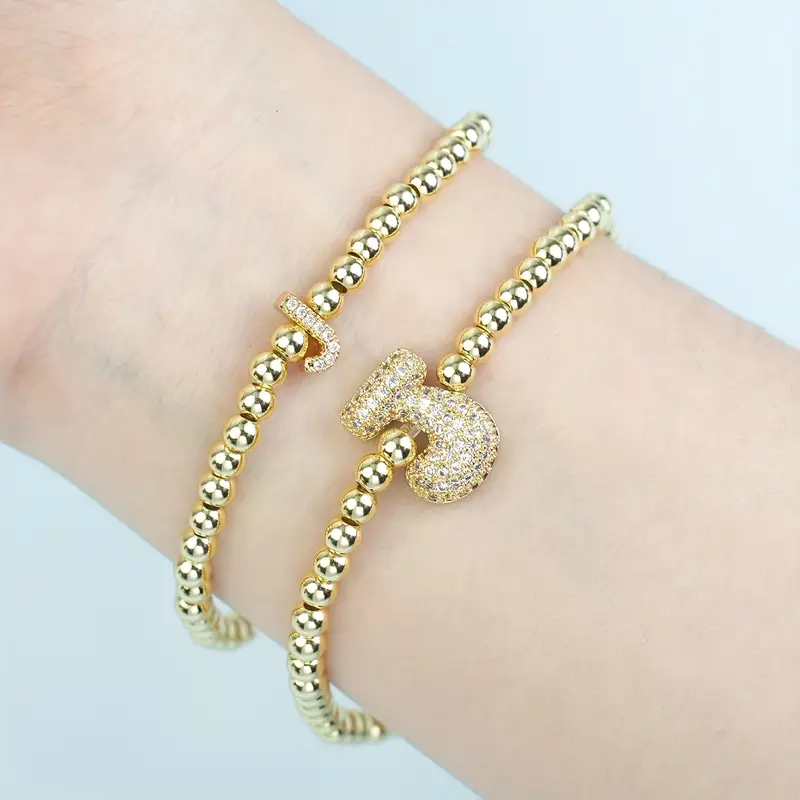A-Z Bubble Initial Beaded Bracelet Set - Image 27