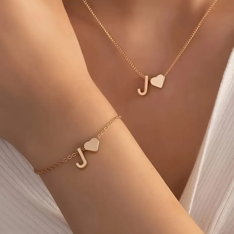 A-Z Heart Initial Jewelry Set - Image 10