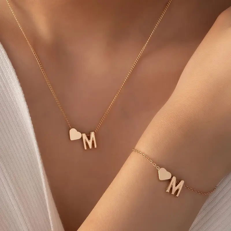 A-Z Heart Initial Jewelry Set - Image 13