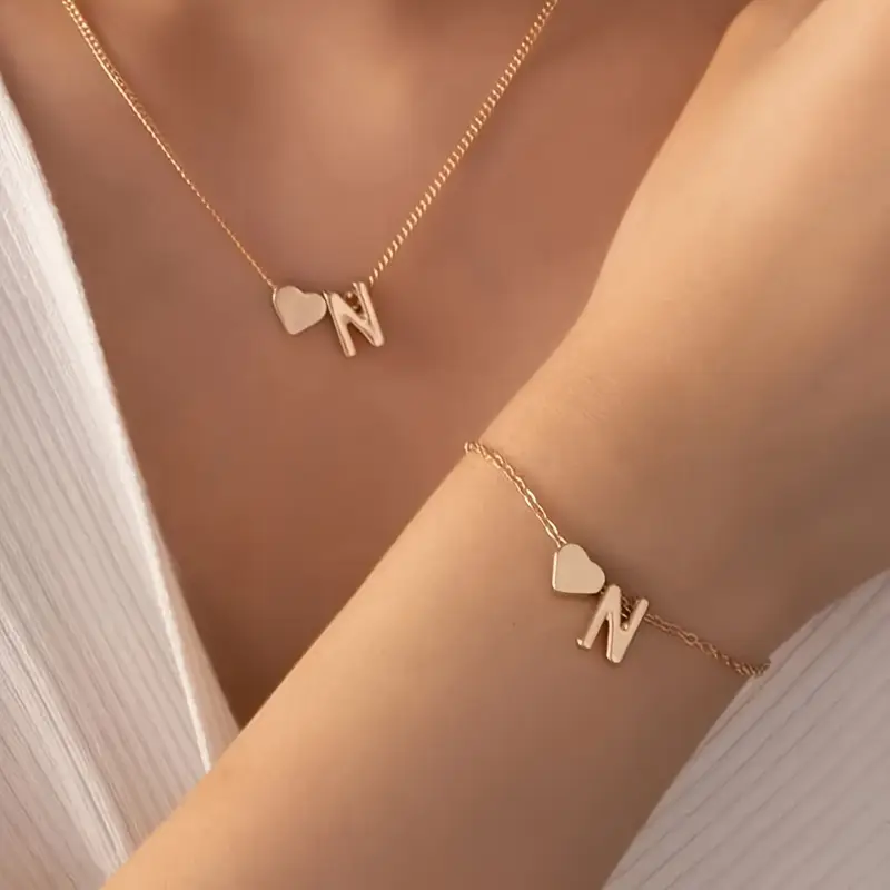 A-Z Heart Initial Jewelry Set - Image 14