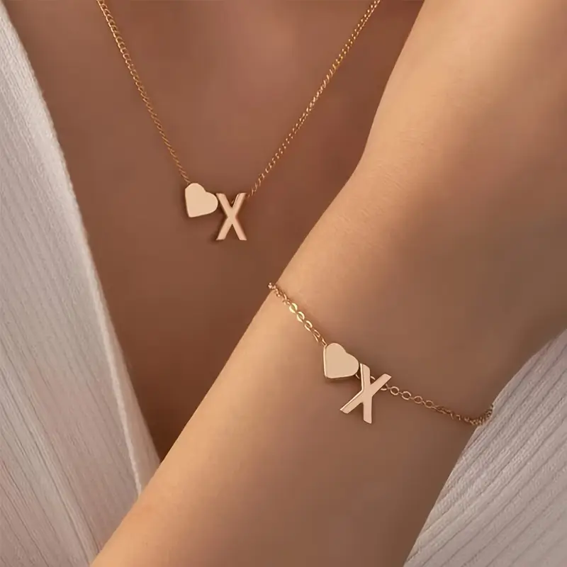 A-Z Heart Initial Jewelry Set - Image 24