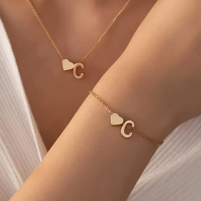 A-Z Heart Initial Jewelry Set - Image 3