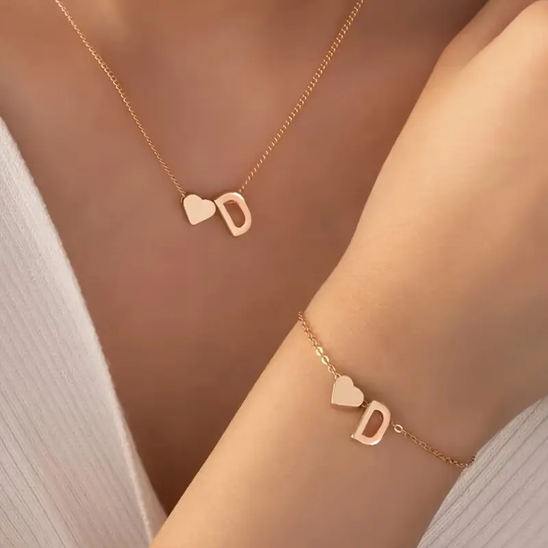 A-Z Heart Initial Jewelry Set - Image 4