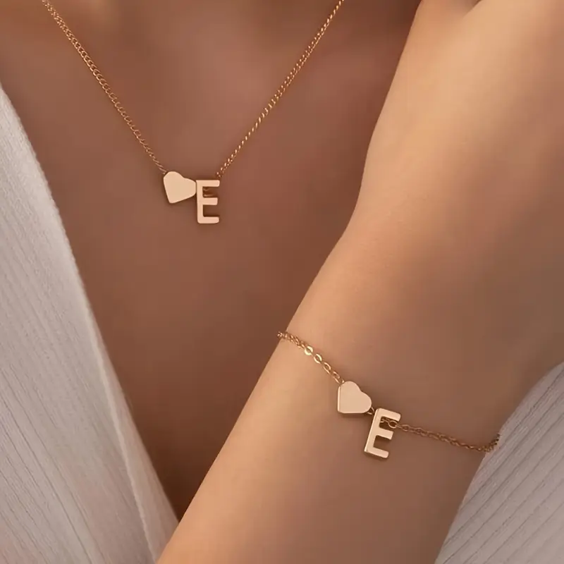 A-Z Heart Initial Jewelry Set - Image 5