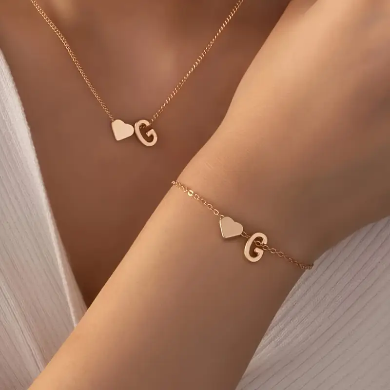A-Z Heart Initial Jewelry Set - Image 7
