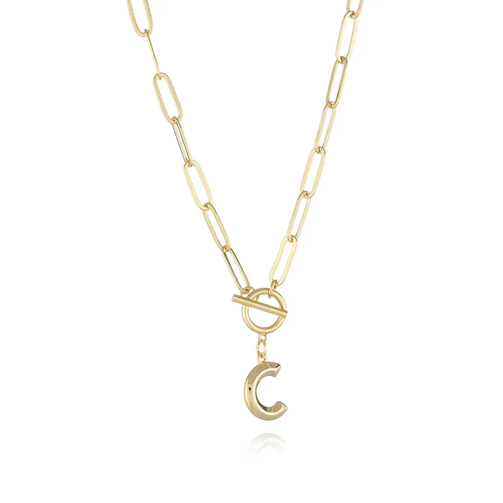 A-Z Initial Toggle Paperclip Necklace - Image 4