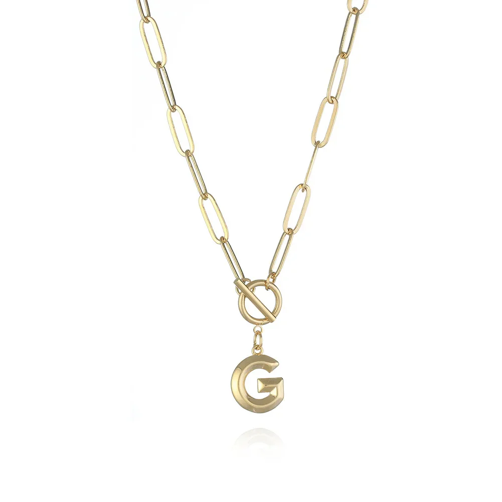 A-Z Initial Toggle Paperclip Necklace - Image 8