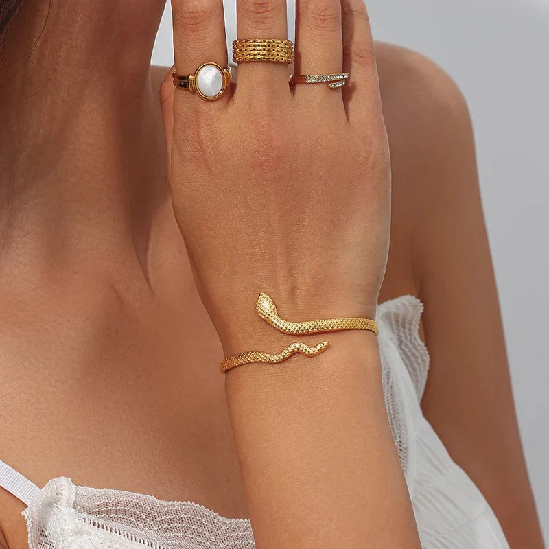 Adjustable Sleek Snake Cuff Bracelet - Image 3