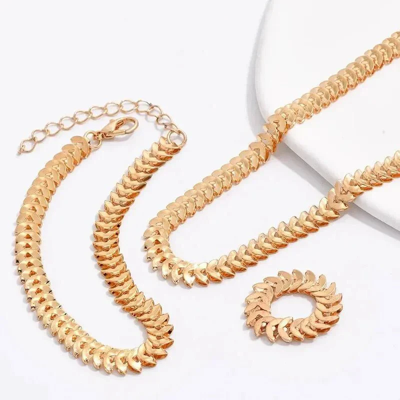 Fishbone Jewelry Set – Necklace, Bracelet and Ring - Image 3