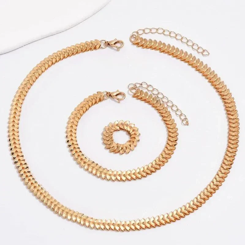 Fishbone Jewelry Set – Necklace, Bracelet and Ring - Image 4