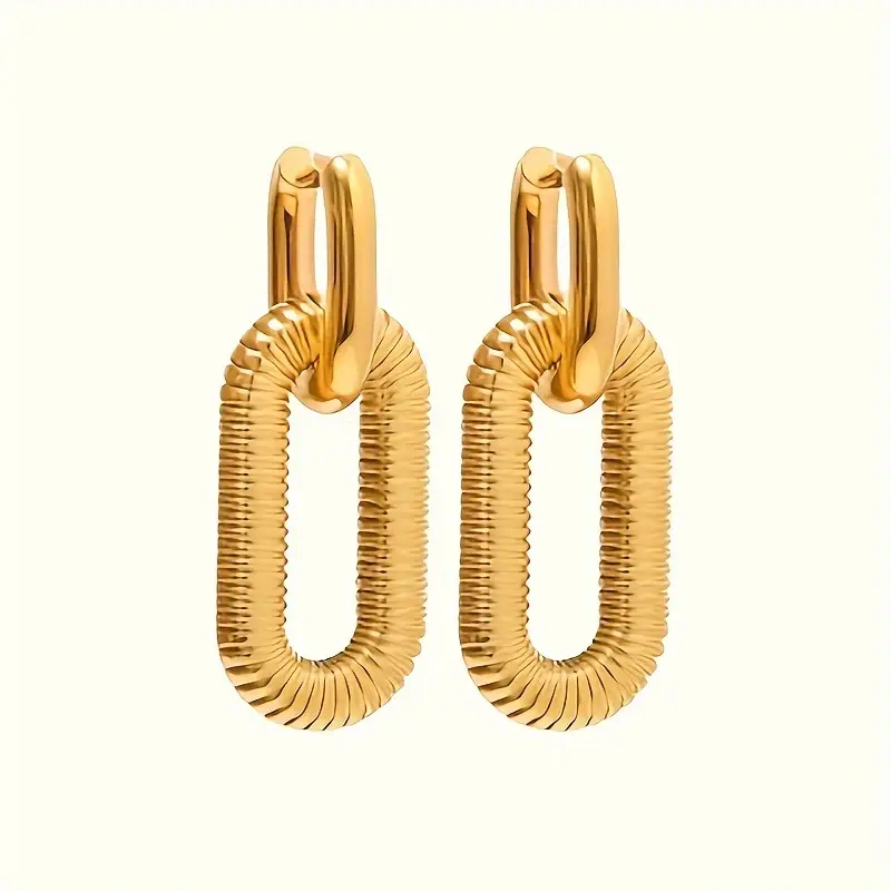 Oval Link Dangle Earrings - Image 3
