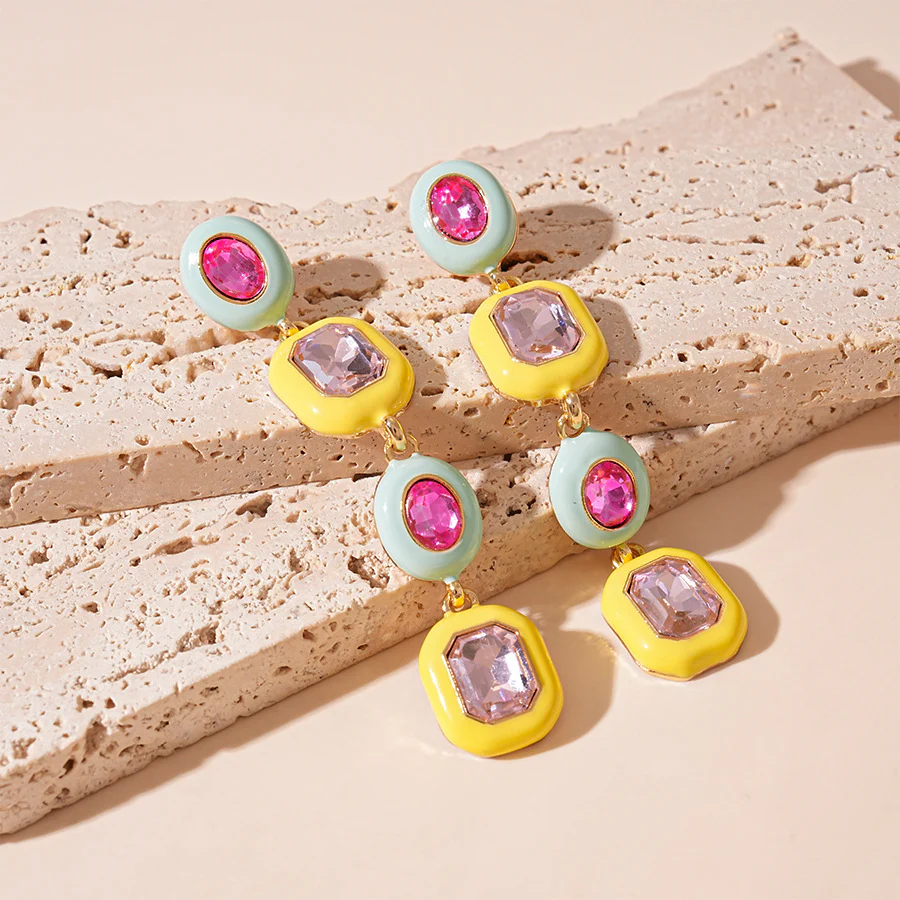 Modern Colorblock Rainbow Earrings - Image 3